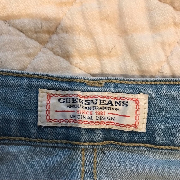 Guess Women's Faded Blue Boot Cut Jeans Distressed, Long - Picture 7 of 7
